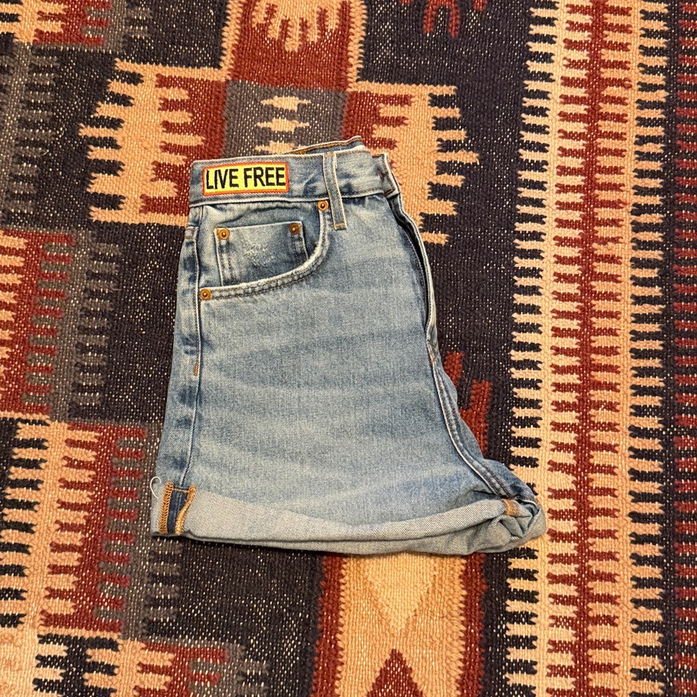 Aviator Nation High-Rise Denim Jean Lightning Bolt Shorts - Size 24 - Picture 7 of 7